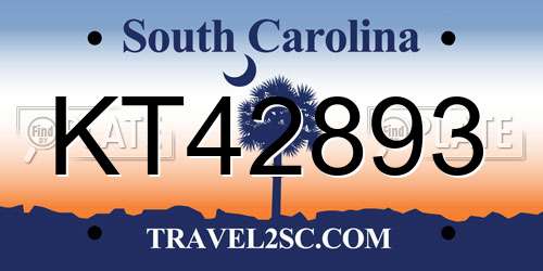 KT42893 South Carolina License Plate