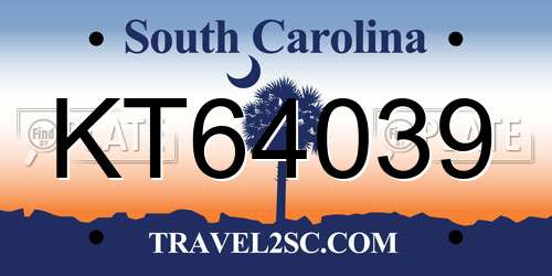 KT64039 South Carolina License Plate
