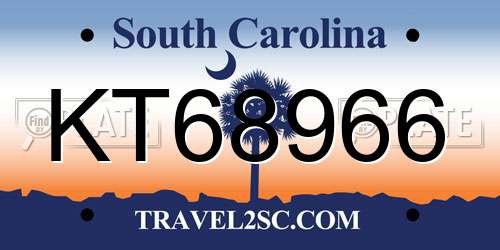 KT68966 South Carolina License Plate
