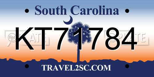 KT71784 South Carolina License Plate
