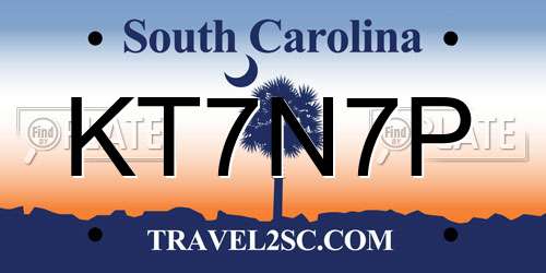 KT7N7P South Carolina License Plate