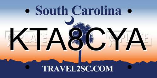 KTA8CYA South Carolina License Plate