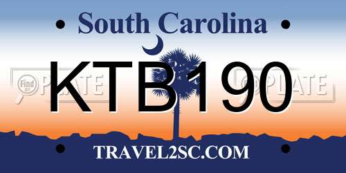 KTB190 South Carolina License Plate