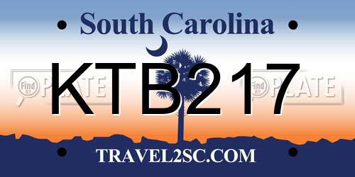 KTB217 South Carolina License Plate