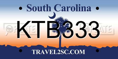 KTB333 South Carolina License Plate