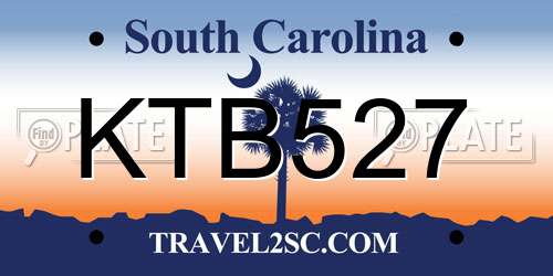 KTB527 South Carolina License Plate