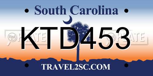 KTD453 South Carolina License Plate