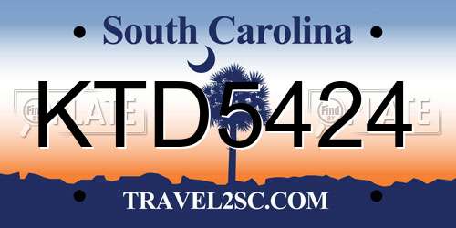 KTD5424 South Carolina License Plate