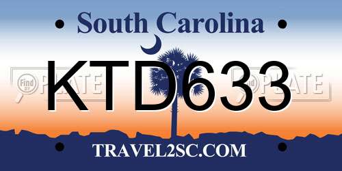 KTD633 South Carolina License Plate
