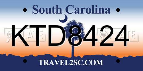 KTD8424 South Carolina License Plate