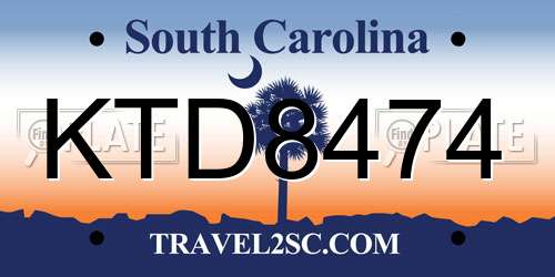 KTD8474 South Carolina License Plate