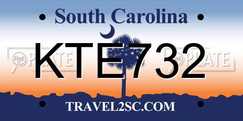 KTE732 South Carolina License Plate