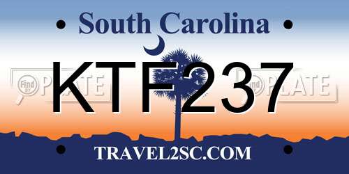 KTF237 South Carolina License Plate