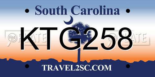 KTG258 South Carolina License Plate