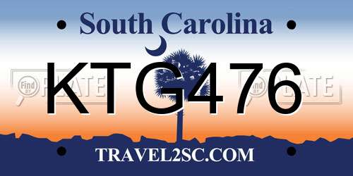 KTG476 South Carolina License Plate