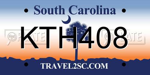 KTH408 South Carolina License Plate