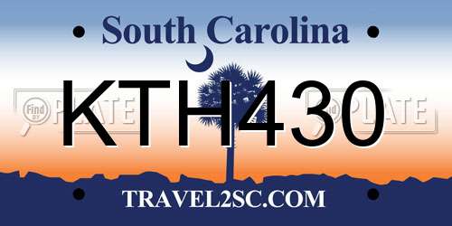 KTH430 South Carolina License Plate