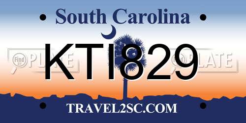 KTI829 South Carolina License Plate