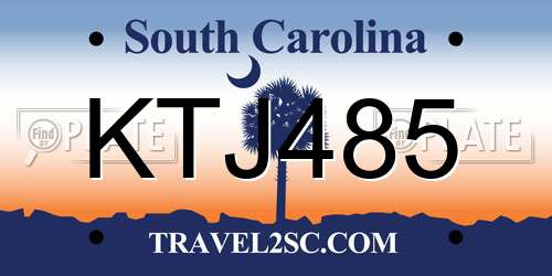 KTJ485 South Carolina License Plate