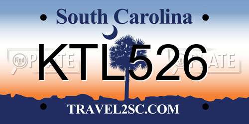 KTL526 South Carolina License Plate