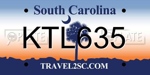 KTL635 South Carolina License Plate
