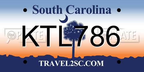 KTL786 South Carolina License Plate