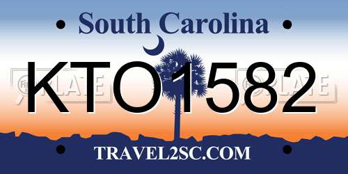 KTO1582 South Carolina License Plate