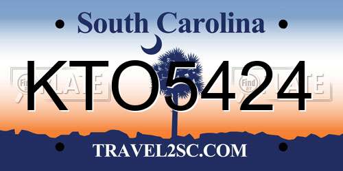 KTO5424 South Carolina License Plate