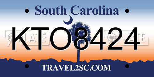 KTO8424 South Carolina License Plate