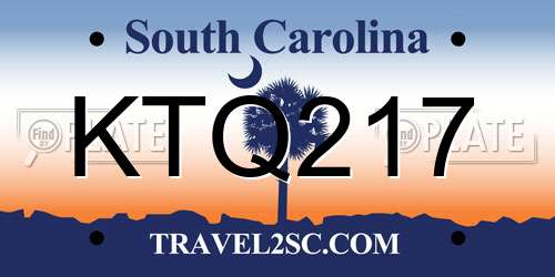 KTQ217 South Carolina License Plate