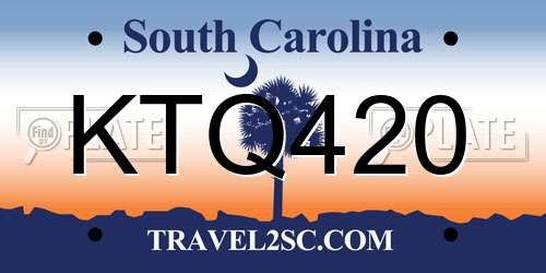 KTQ420 South Carolina License Plate