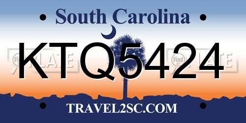 KTQ5424 South Carolina License Plate