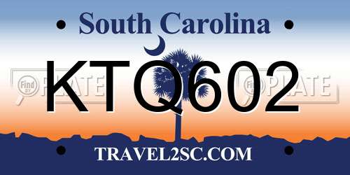 KTQ602 South Carolina License Plate