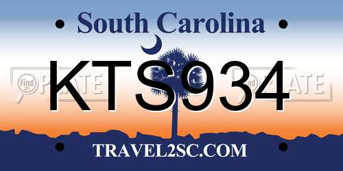 KTS934 South Carolina License Plate