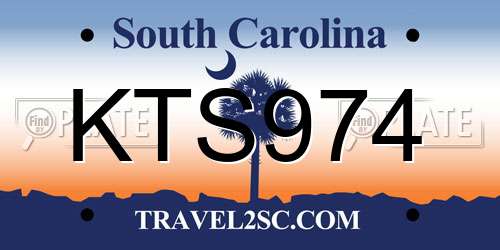 KTS974 South Carolina License Plate