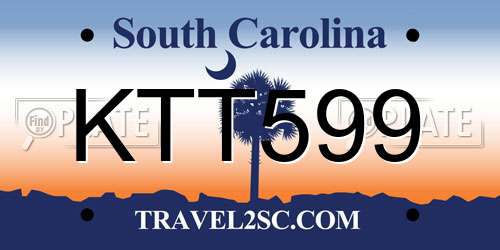 KTT599 South Carolina License Plate
