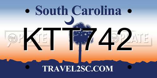 KTT742 South Carolina License Plate