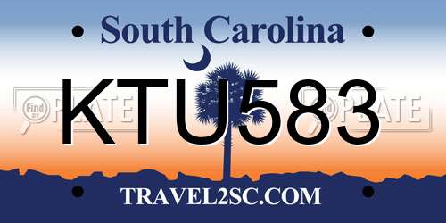 KTU583 South Carolina License Plate