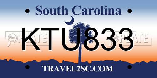 KTU833 South Carolina License Plate