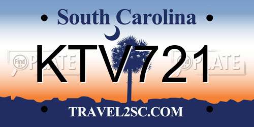 KTV721 South Carolina License Plate