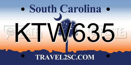 KTW635 South Carolina License Plate