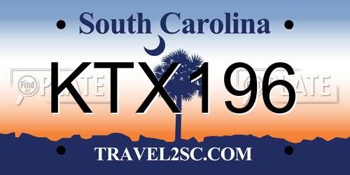 KTX196 South Carolina License Plate