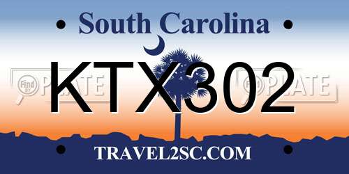 KTX302 South Carolina License Plate