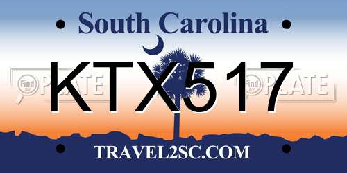 KTX517 South Carolina License Plate