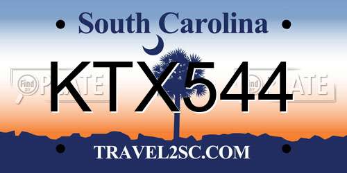 KTX544 South Carolina License Plate