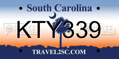 KTY339 South Carolina License Plate