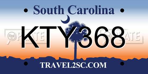 KTY368 South Carolina License Plate