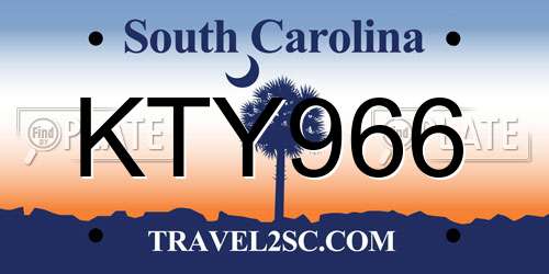 KTY966 South Carolina License Plate