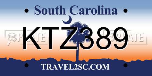 KTZ389 South Carolina License Plate