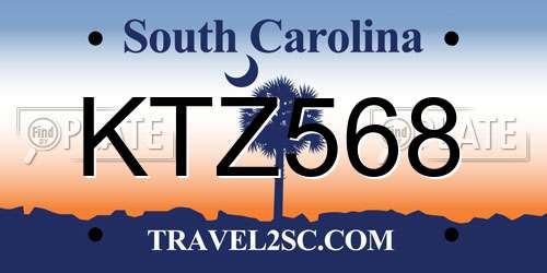 KTZ568 South Carolina License Plate